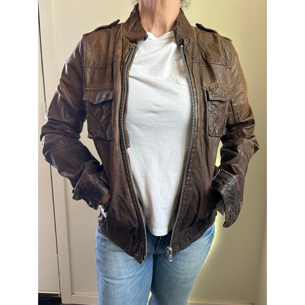 Vintage Brown  Leather Jacket